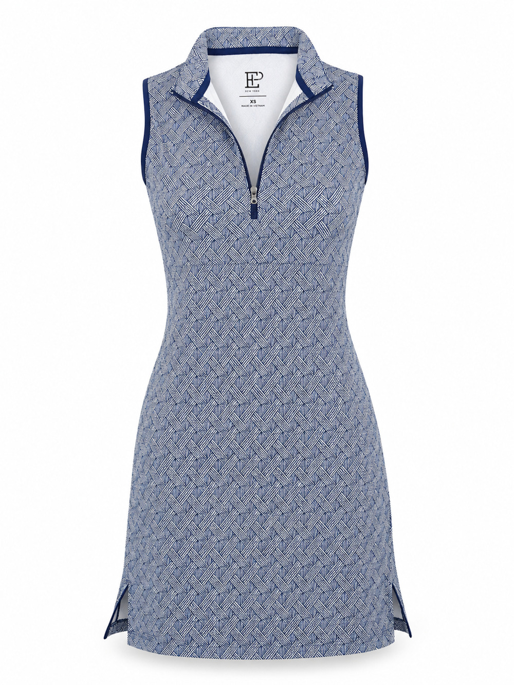 EP New York Women’s Sleeveless Golf Dress XS Blue Geometric UPF 50+ Quarter Zip